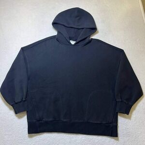 Vintage Abercrombie Fitch Hoodie L Black Oversized Pullover Blank Essentials Y2K